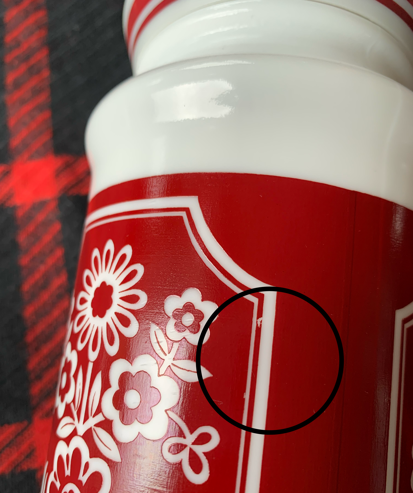 Grand bocal vintage à fleurs en verre opale
