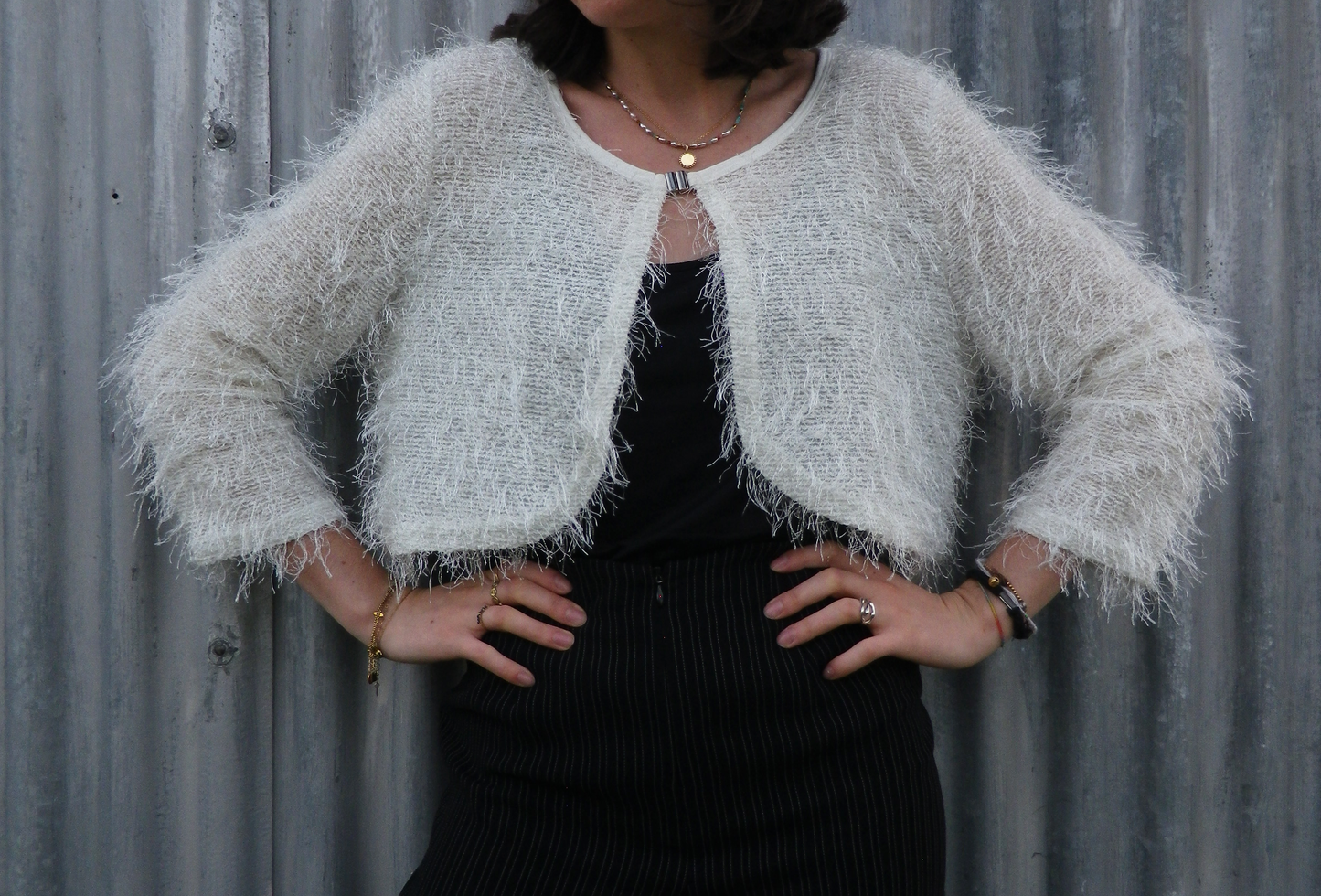Gilet blanc poilu T.S-M-L