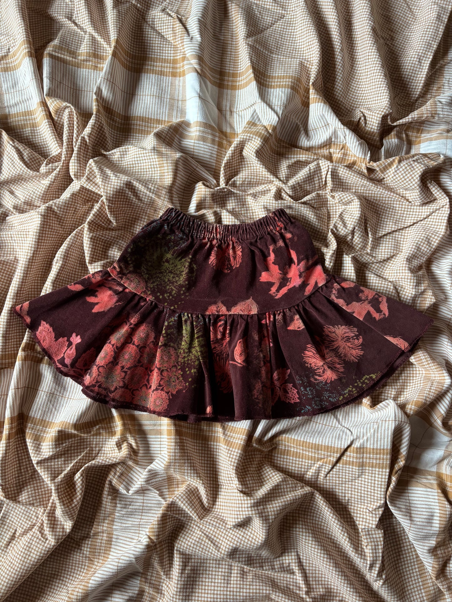 Jupe froncée avec empiècement motif fleuri abstrait 18mois