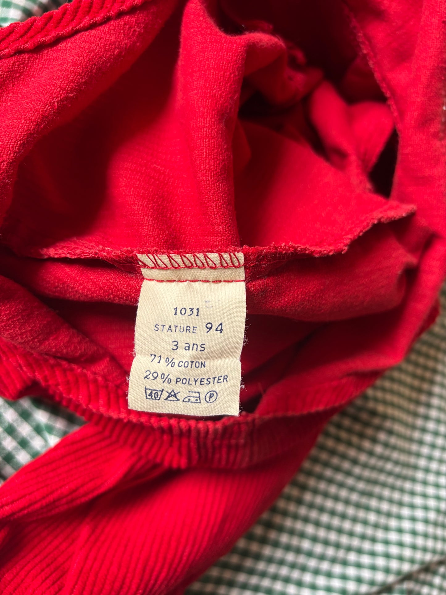 Salopette vintage velours rouge 123ABC 3ans