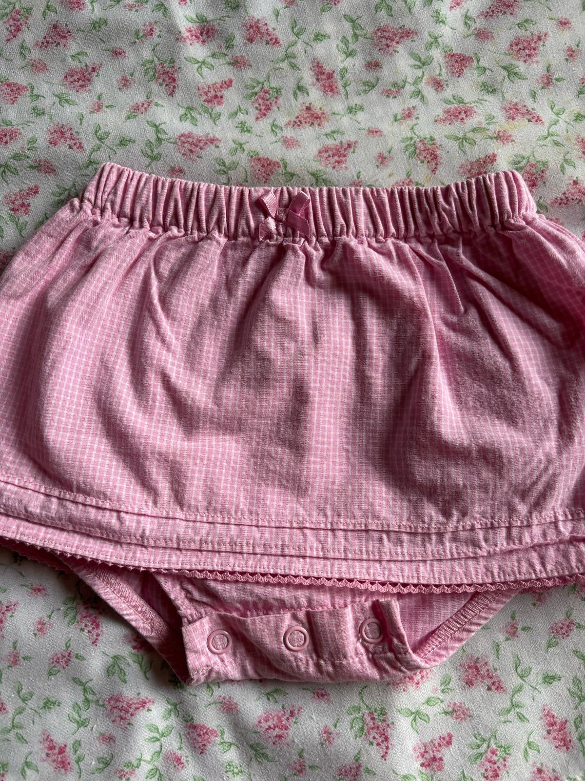 Jupe culotte petits carreaux roses Carter's 100% coton T.9 mois