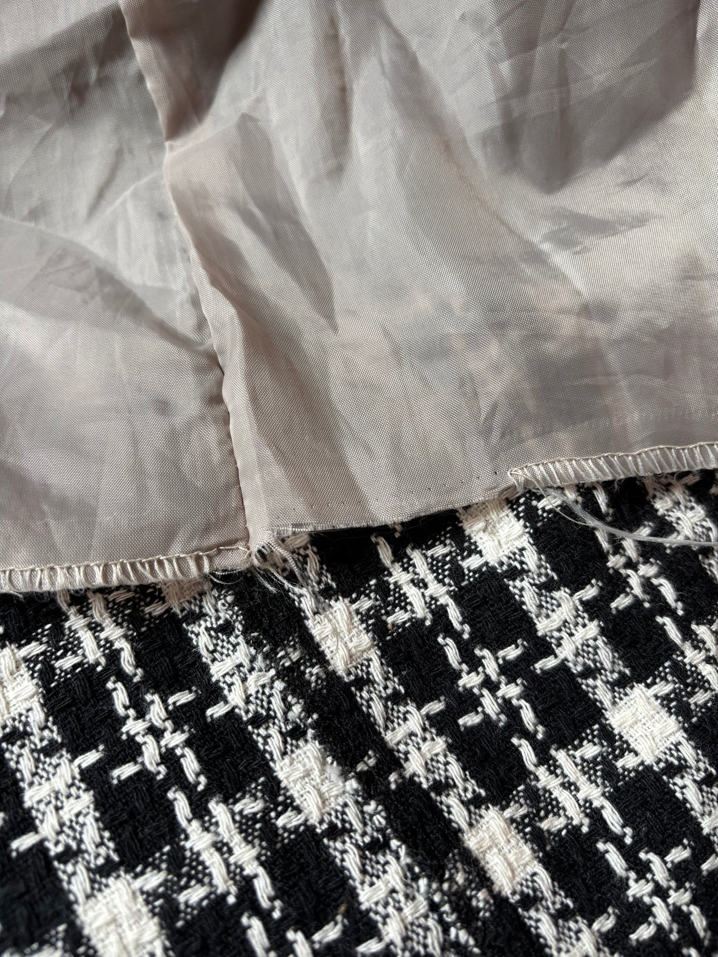 Jupe longue Mimona en tweed motif pied de poule revisité T.38