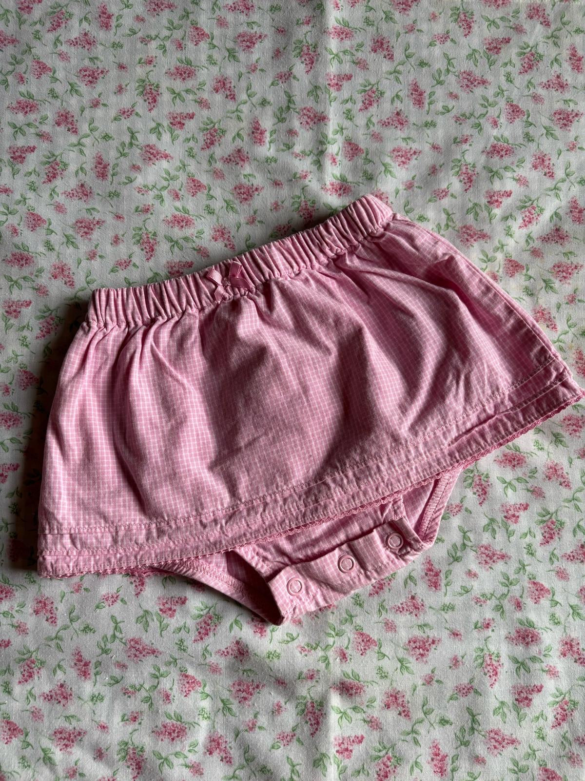Jupe culotte petits carreaux roses Carter's 100% coton T.9 mois