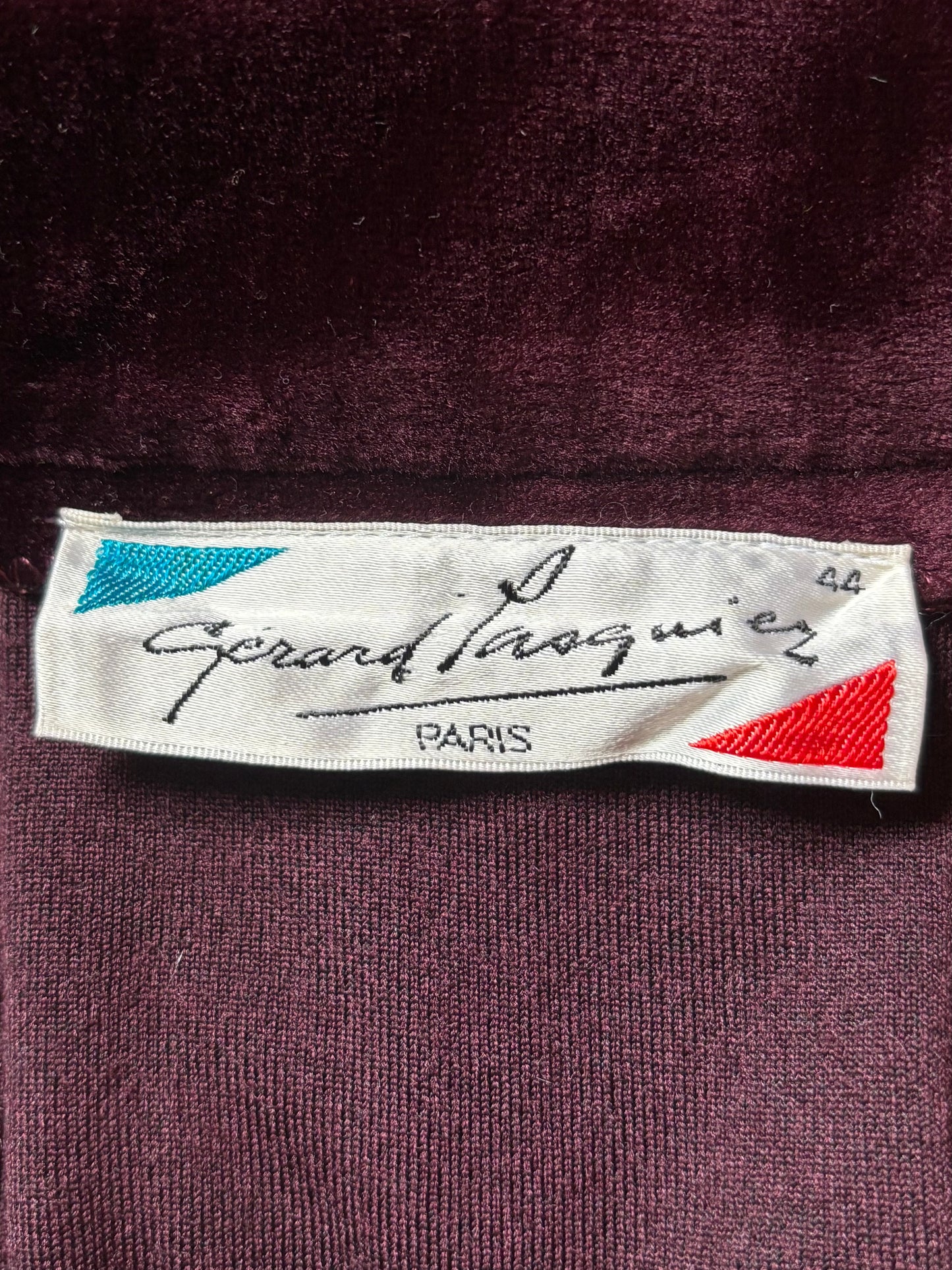 Jupe longue burgundy en velours avec ceinture satin Gérard Pasquier Paris T.44