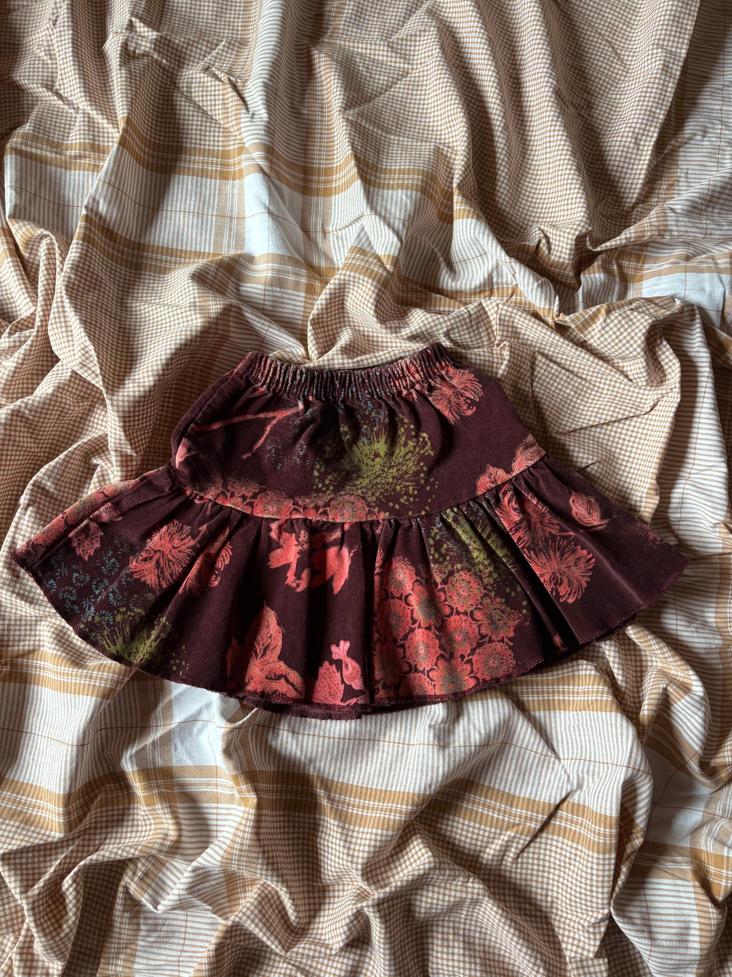 Jupe froncée avec empiècement motif fleuri abstrait 18mois