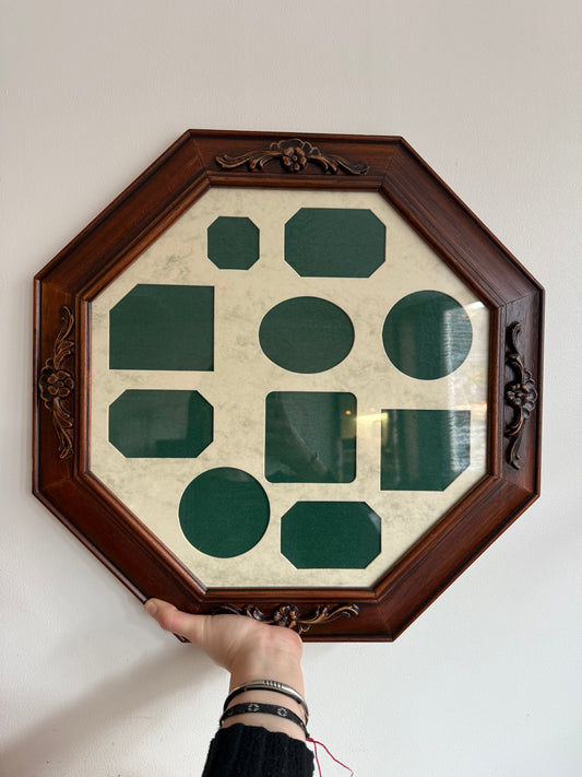 Cadre en bois vintage octogonal avec appliques florales