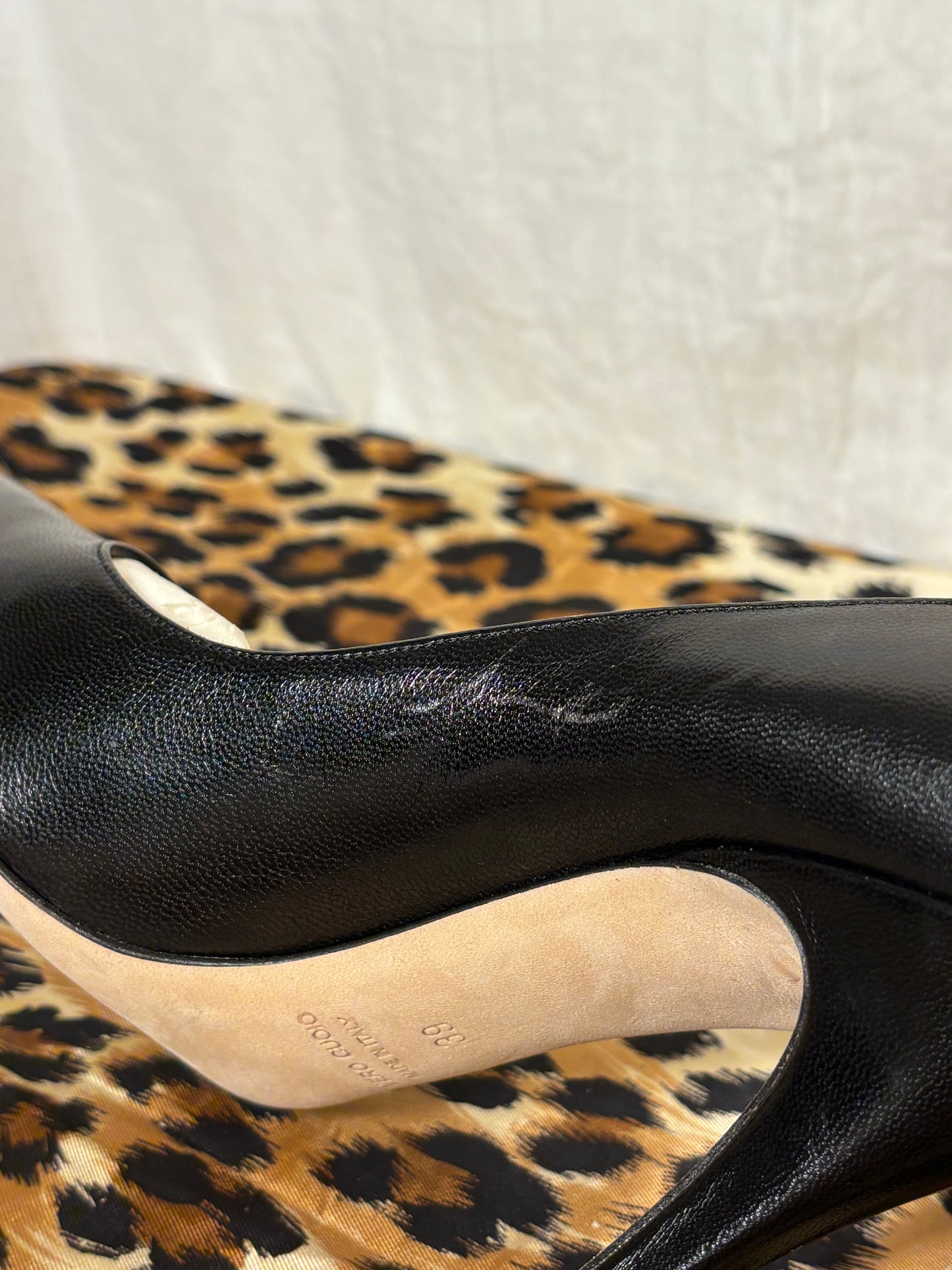 Escarpins Lerre noirs en cuir véritable à talons haut T.39