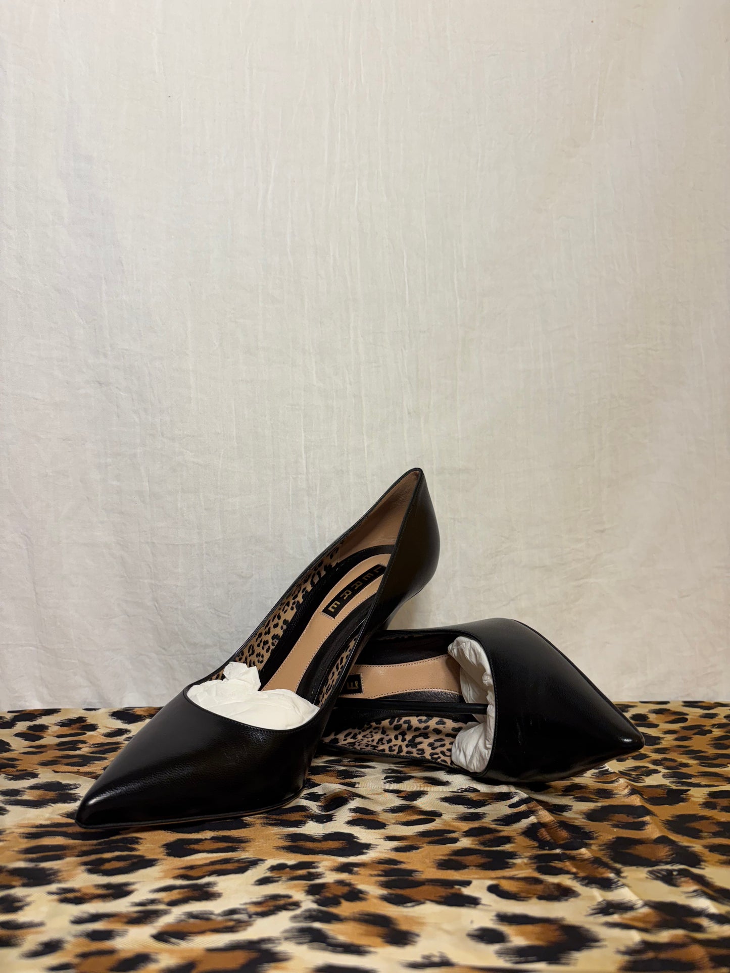Escarpins Lerre noirs en cuir véritable à talons haut T.39