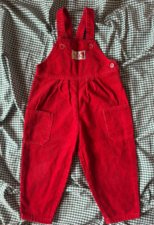 Salopette vintage velours rouge 123ABC 3ans