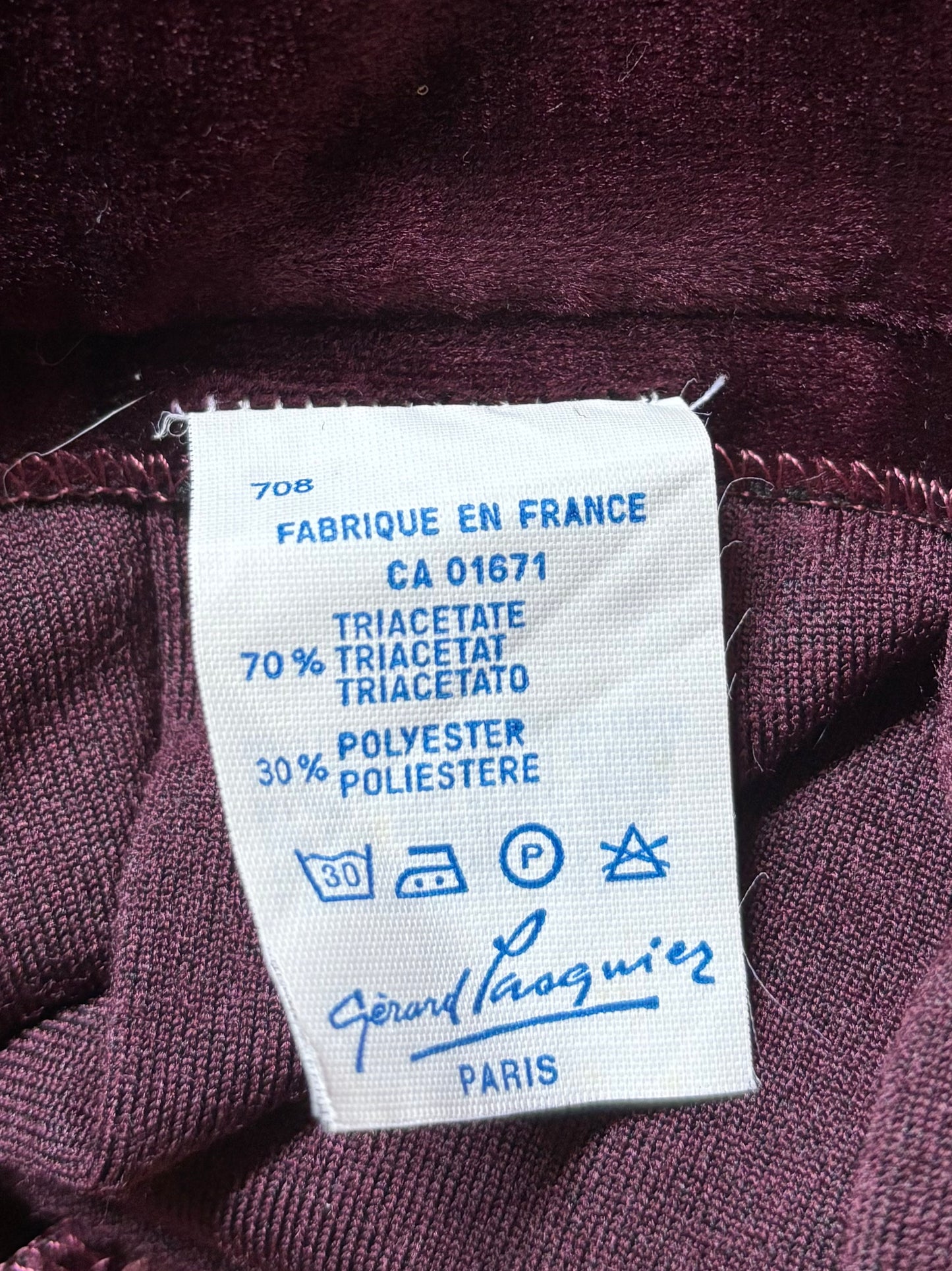 Jupe longue burgundy en velours avec ceinture satin Gérard Pasquier Paris T.44