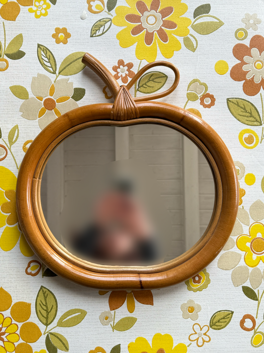 Miroir pomme en rotin