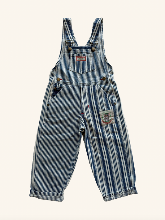 Salopette neuve enfant rayée vintage – Collection Les Enquêtes de Chlorophylle T.4-8 ans