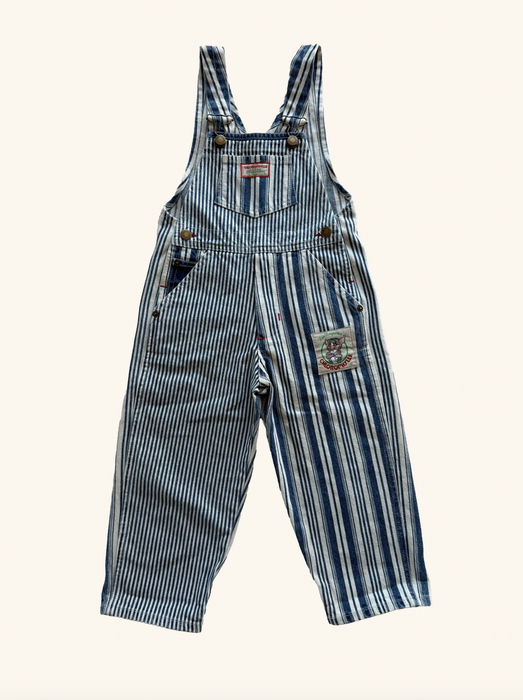 Salopette neuve enfant rayée vintage – Collection Les Enquêtes de Chlorophylle T.4-8 ans