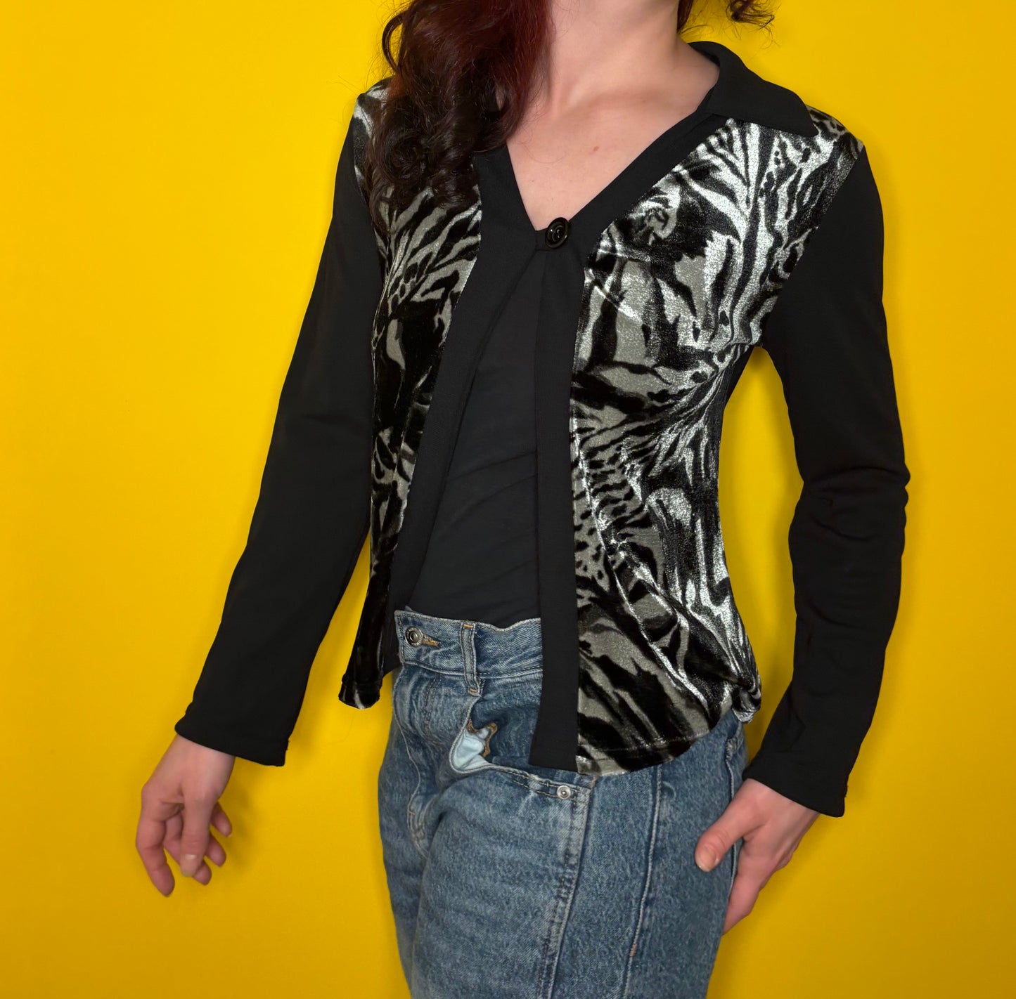 Gilet motif animalier velours Splendide Paris T.S fabriqué en France