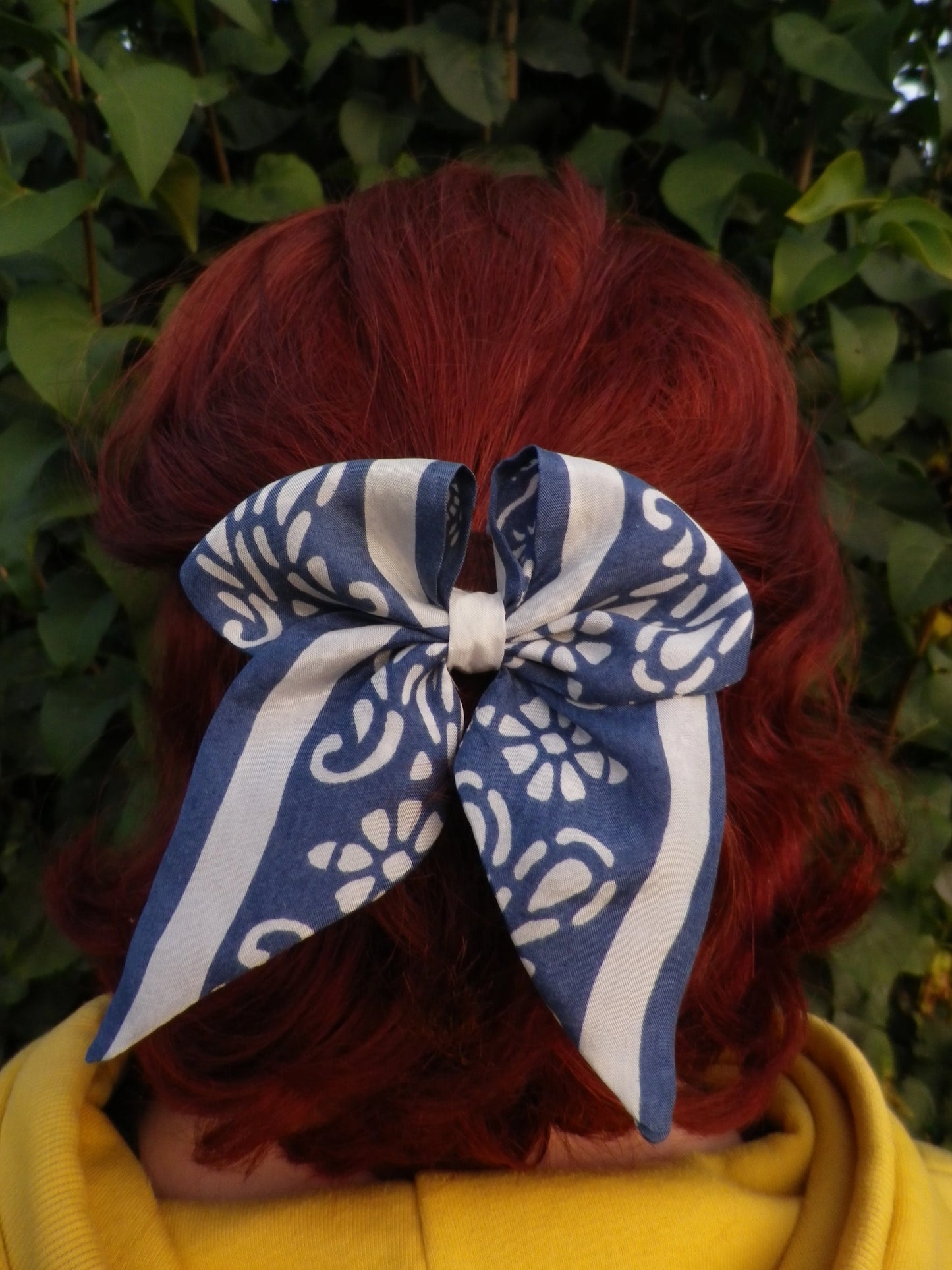 Petit noeud cheveux foulard upcyclé