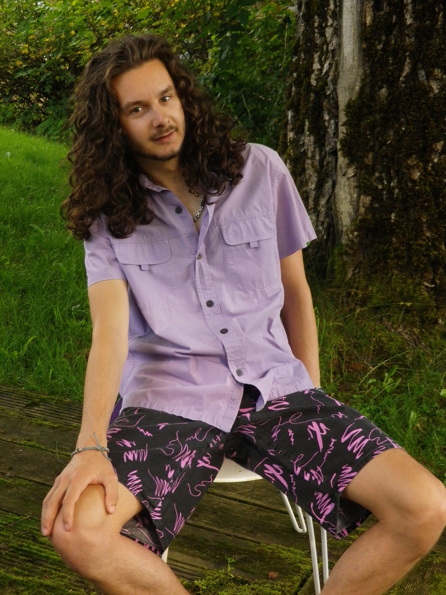 Chemise violette à manches courtes T.S