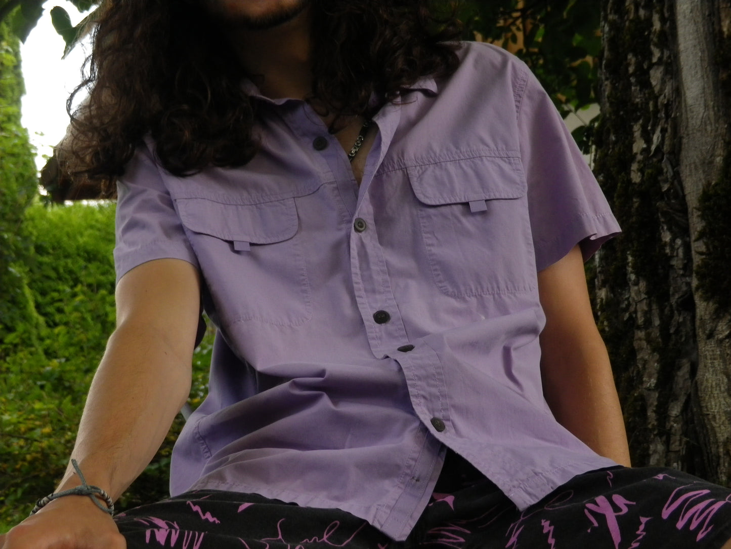 Chemise violette à manches courtes T.S