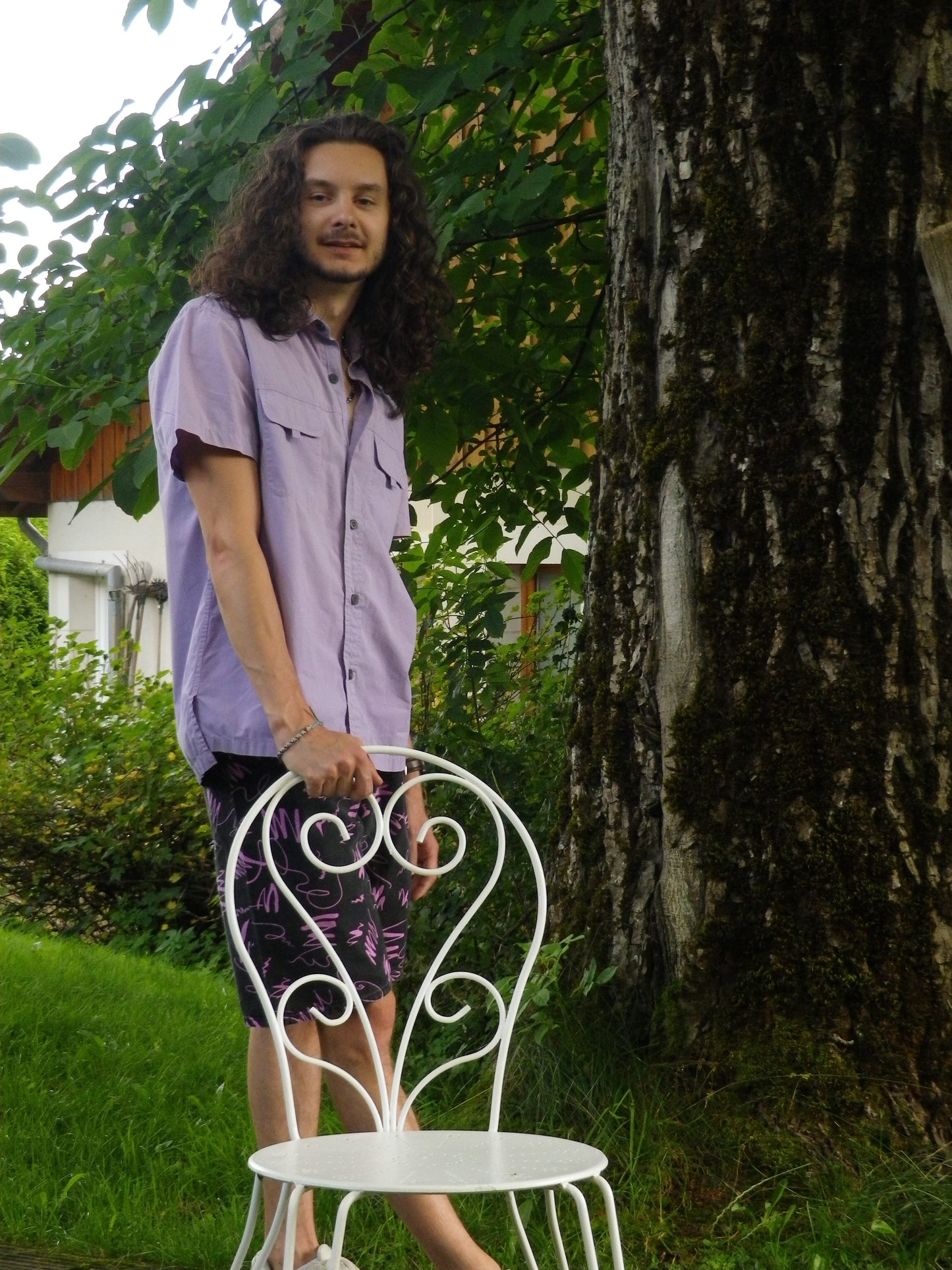 Chemise violette à manches courtes T.S