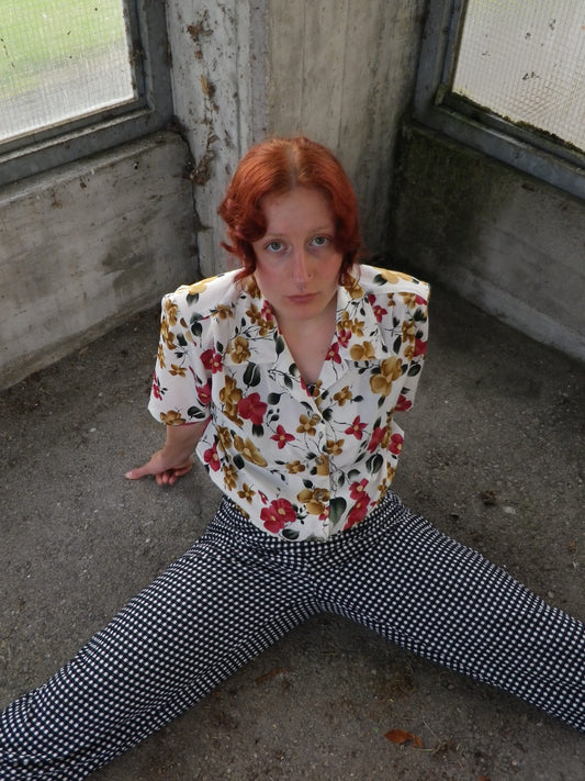 Chemise vintage fleurie à manches courtes T.S-M-L