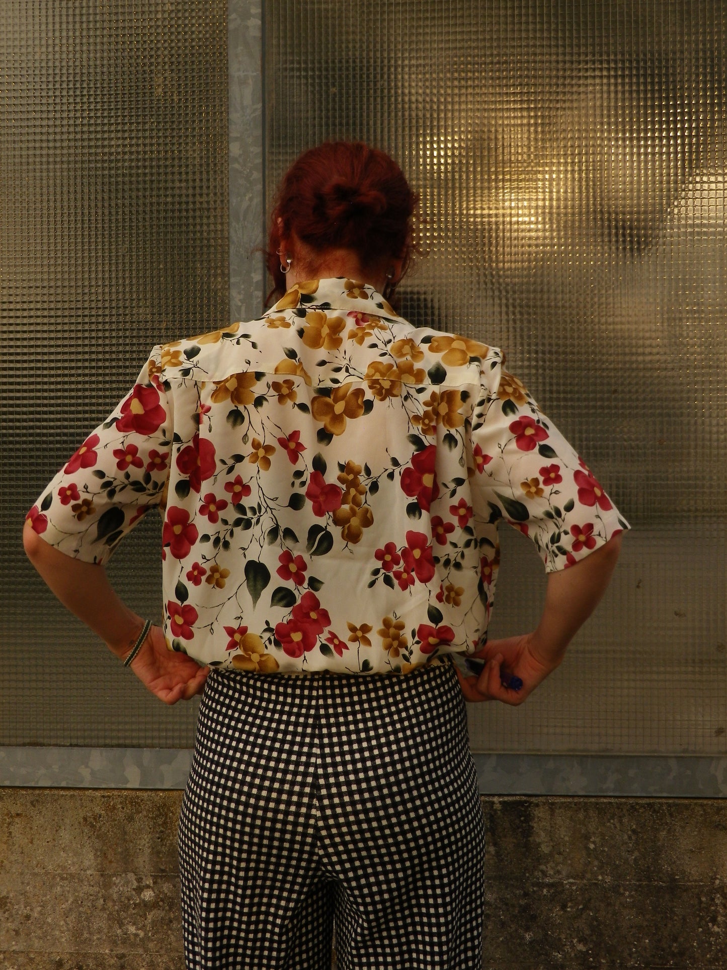 Chemise vintage fleurie à manches courtes T.S-M-L