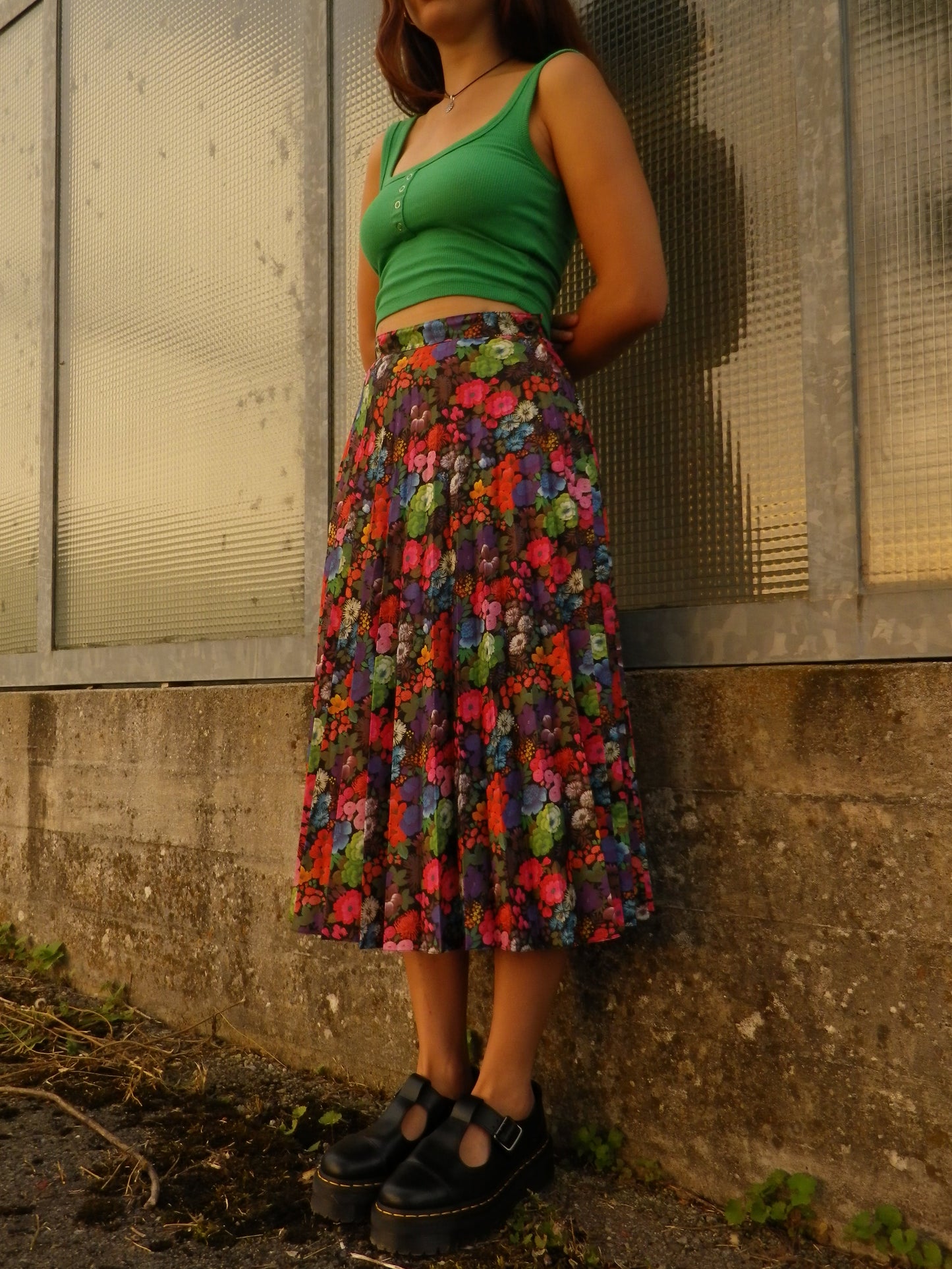 Jupe plissée à fleurs colorées T.34-36