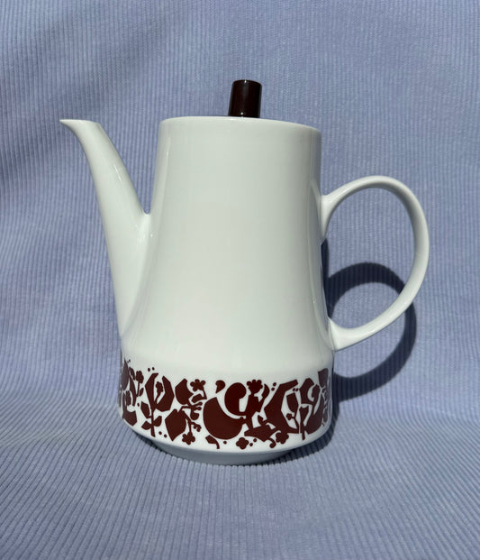 Théière / cafetière vintage années 70 motif fleurs abstraites
