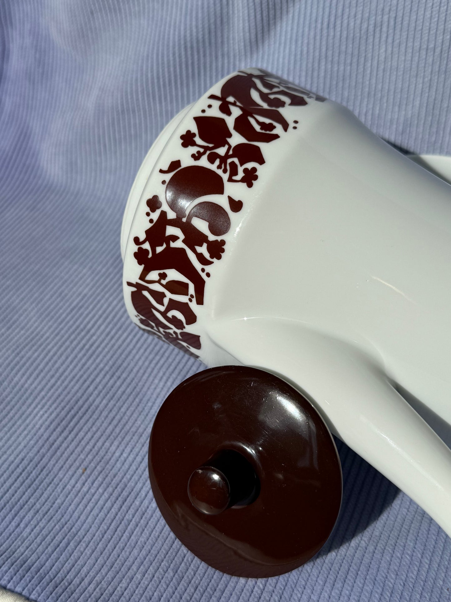 Théière / cafetière vintage années 70 motif fleurs abstraites