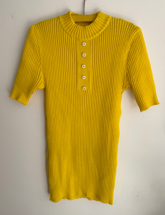 T-shirt en maille jaune vintage T.S-M