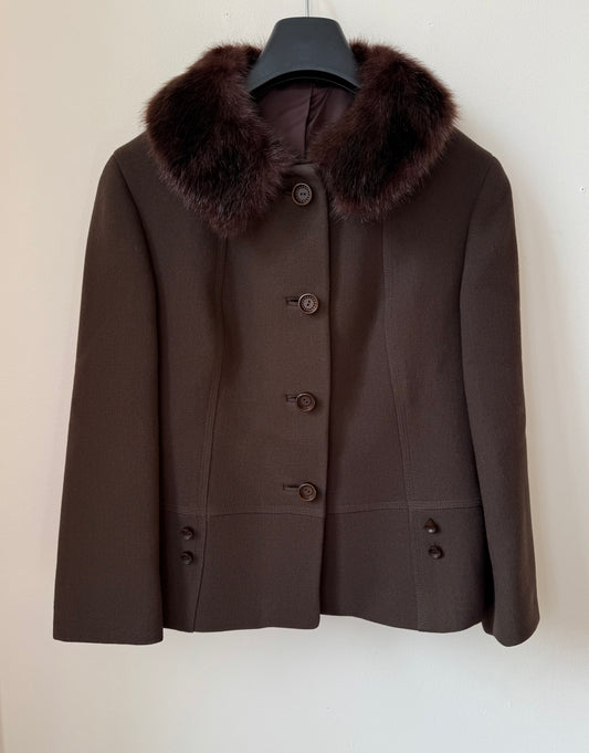 Veste vintage avec fausse fourrure sur le col T.XS-S