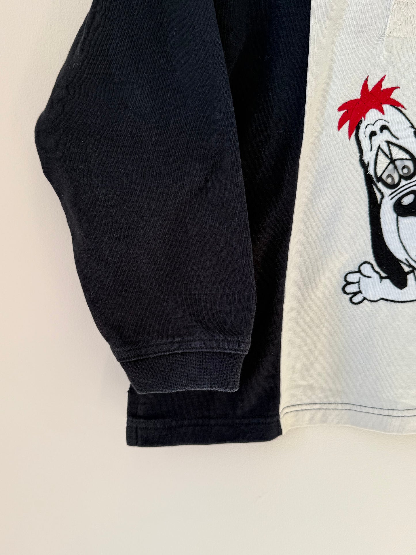 Polo à manches longues Droopy noir & blanc T.10-12 ans
