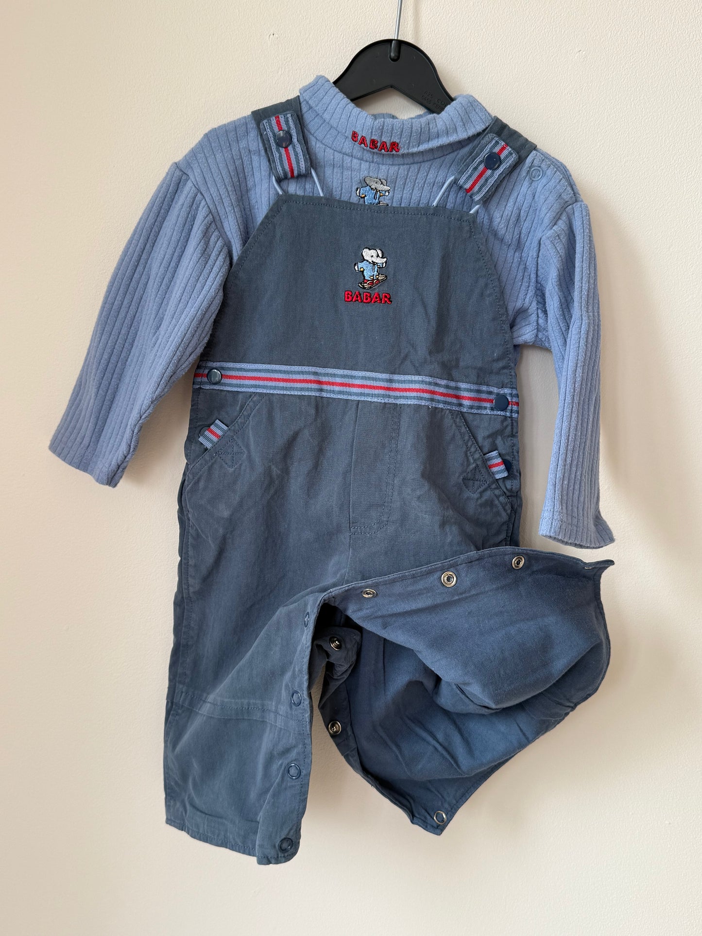 Ensemble salopette + pull Babar Production Z T.12 mois
