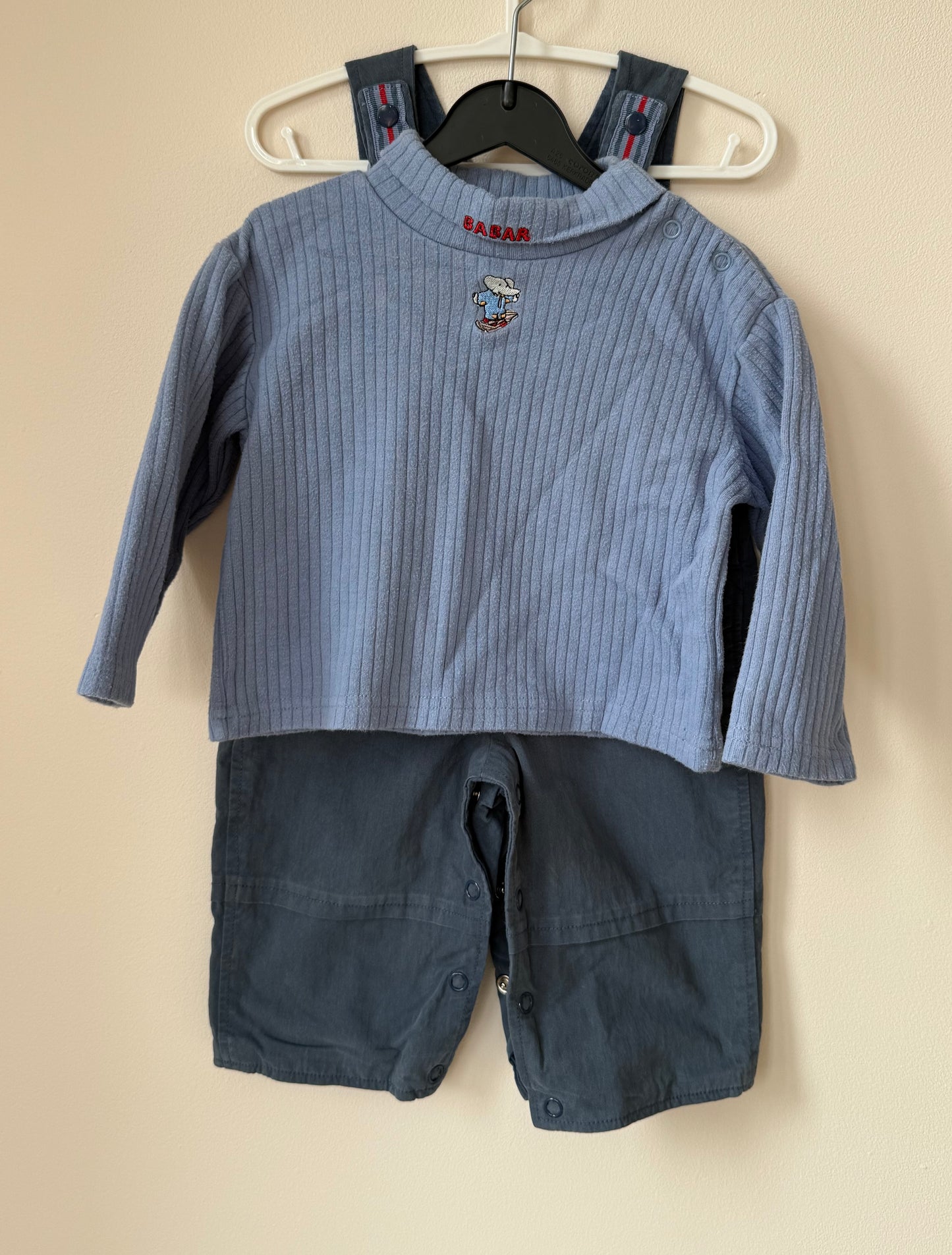 Ensemble salopette + pull Babar Production Z T.12 mois