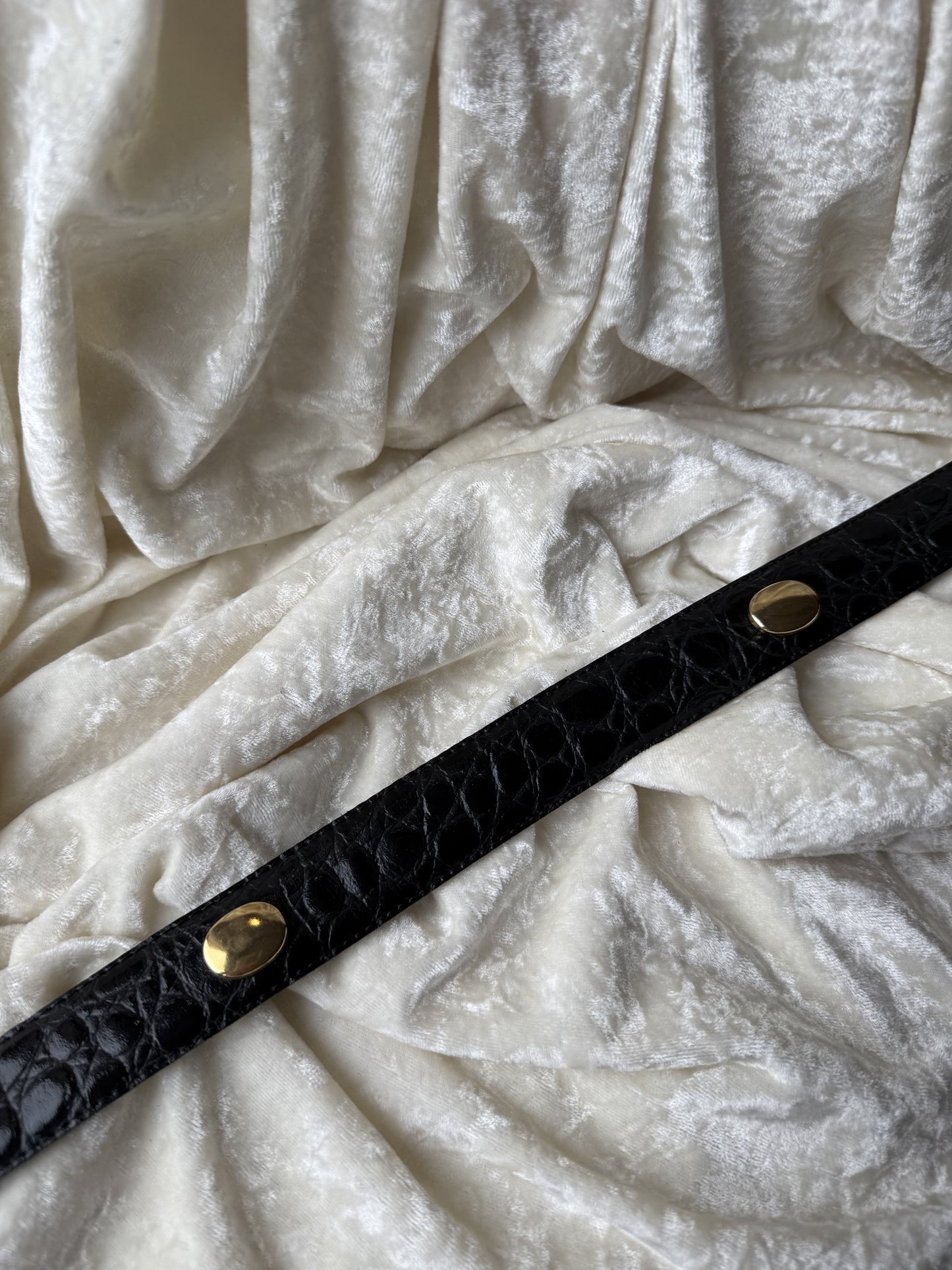 Ceinture dorée & motif croco croute de cuir Made in France T.80/32