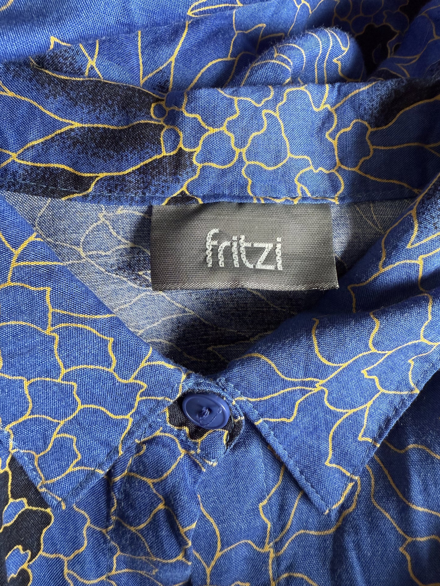 Chemisier bleu fleuri manches courtes T.S