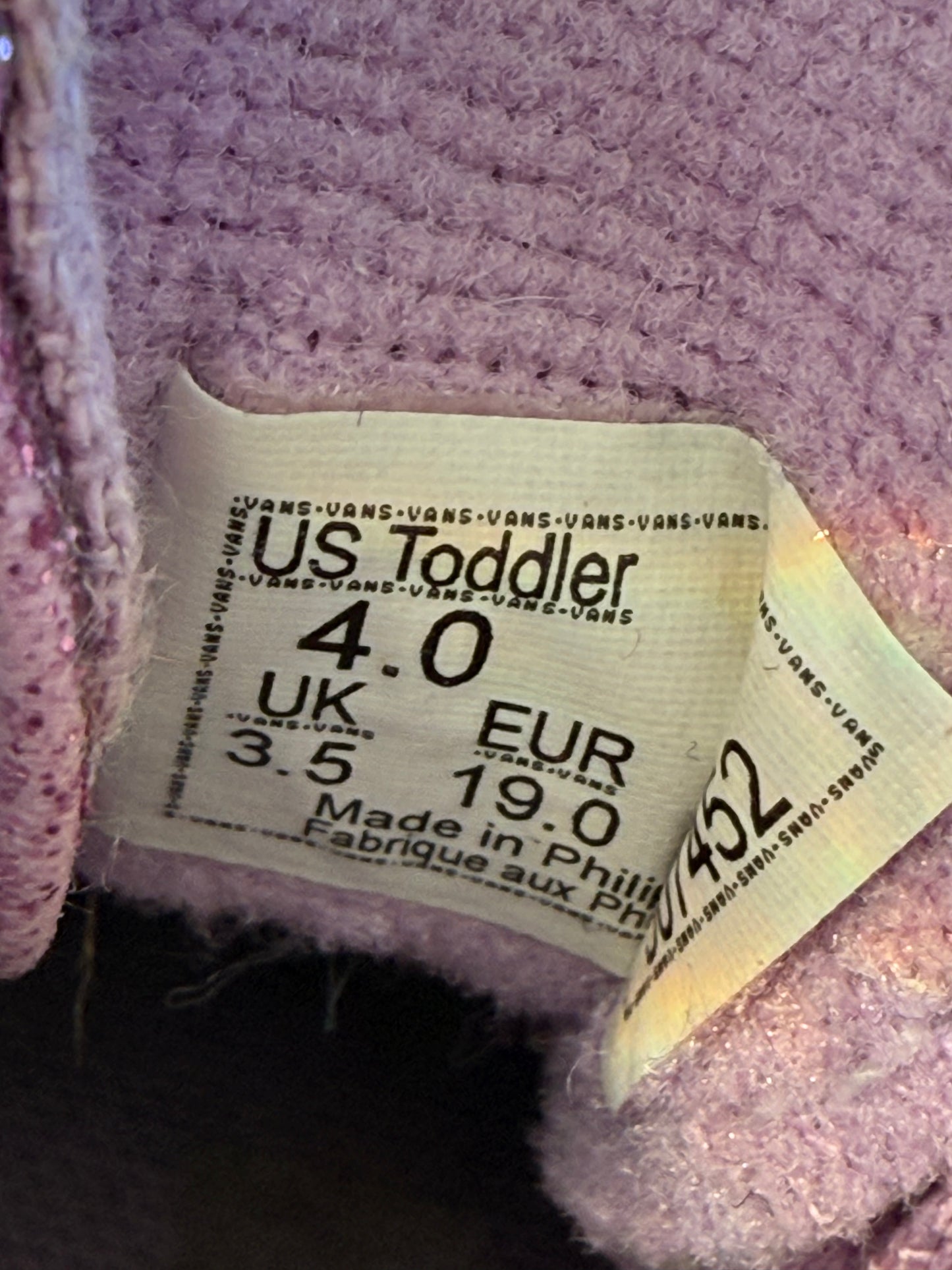 Vans roses à paillettes enfant T.19