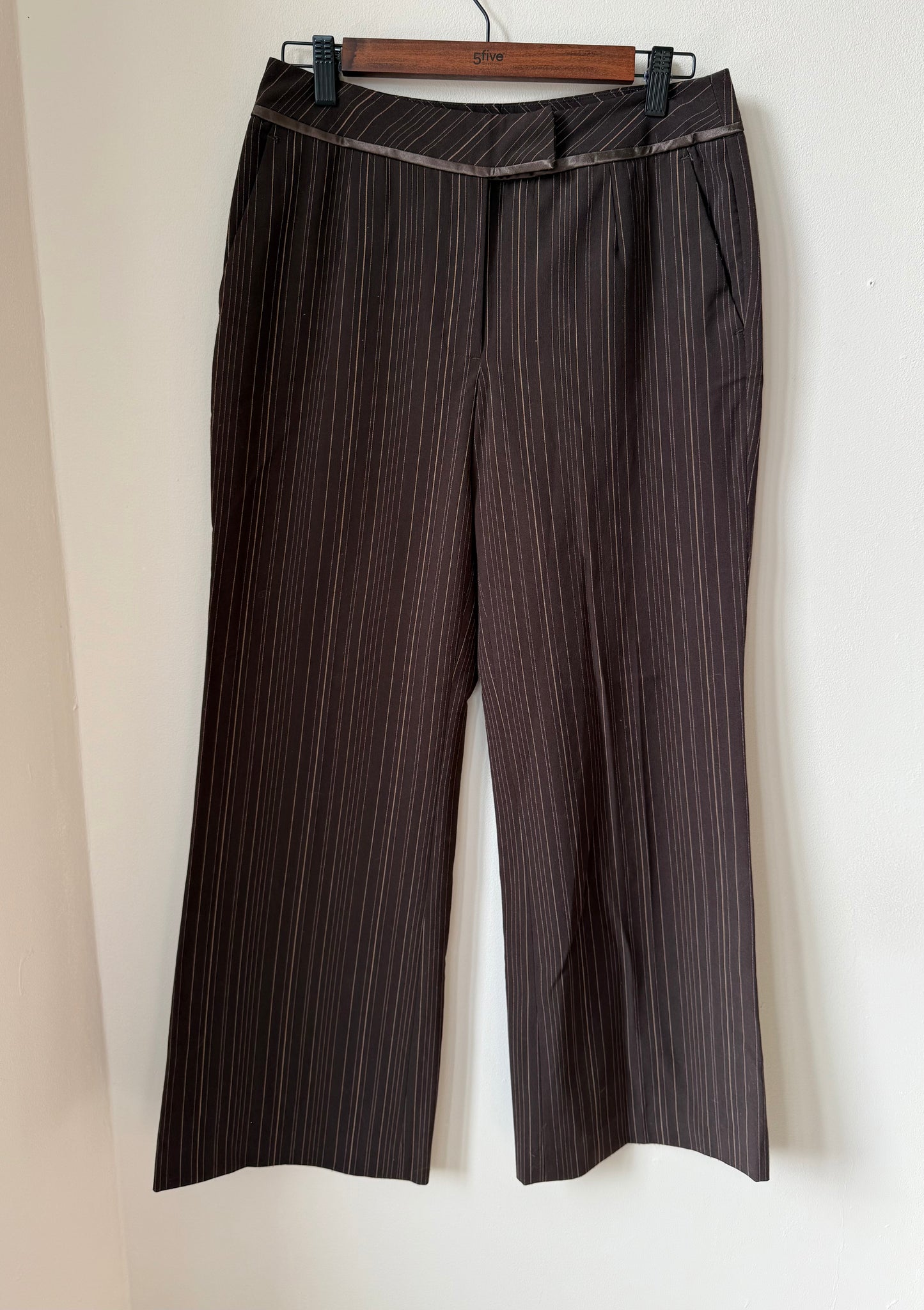 Pantalon marron rayé wide leg T.38-40