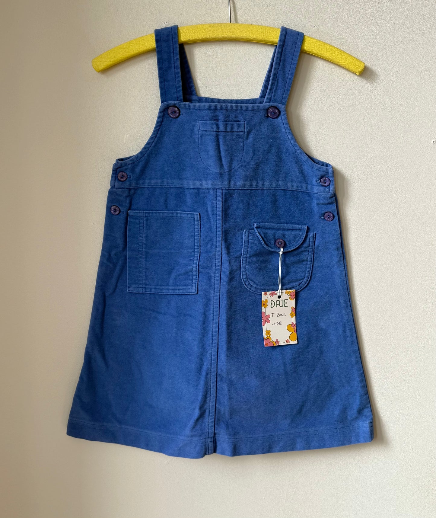 Robe salopette en velours bleu 2000 Du Pareil Au Même T.8 ans