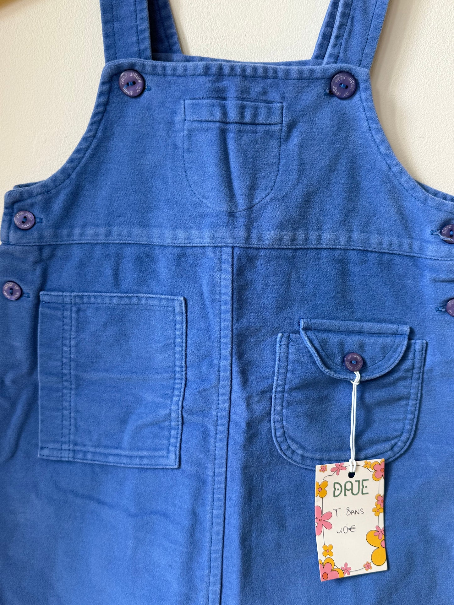 Robe salopette en velours bleu 2000 Du Pareil Au Même T.8 ans