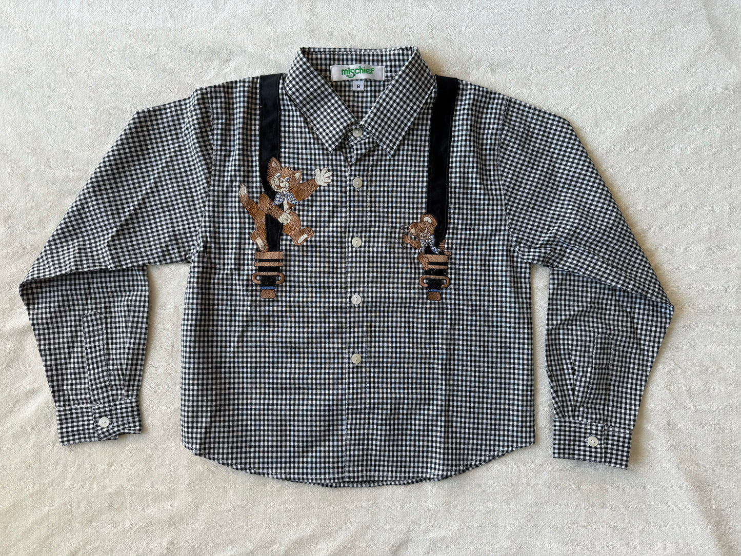 Chemise vichy avec broderies Mischief T.10-12 ans