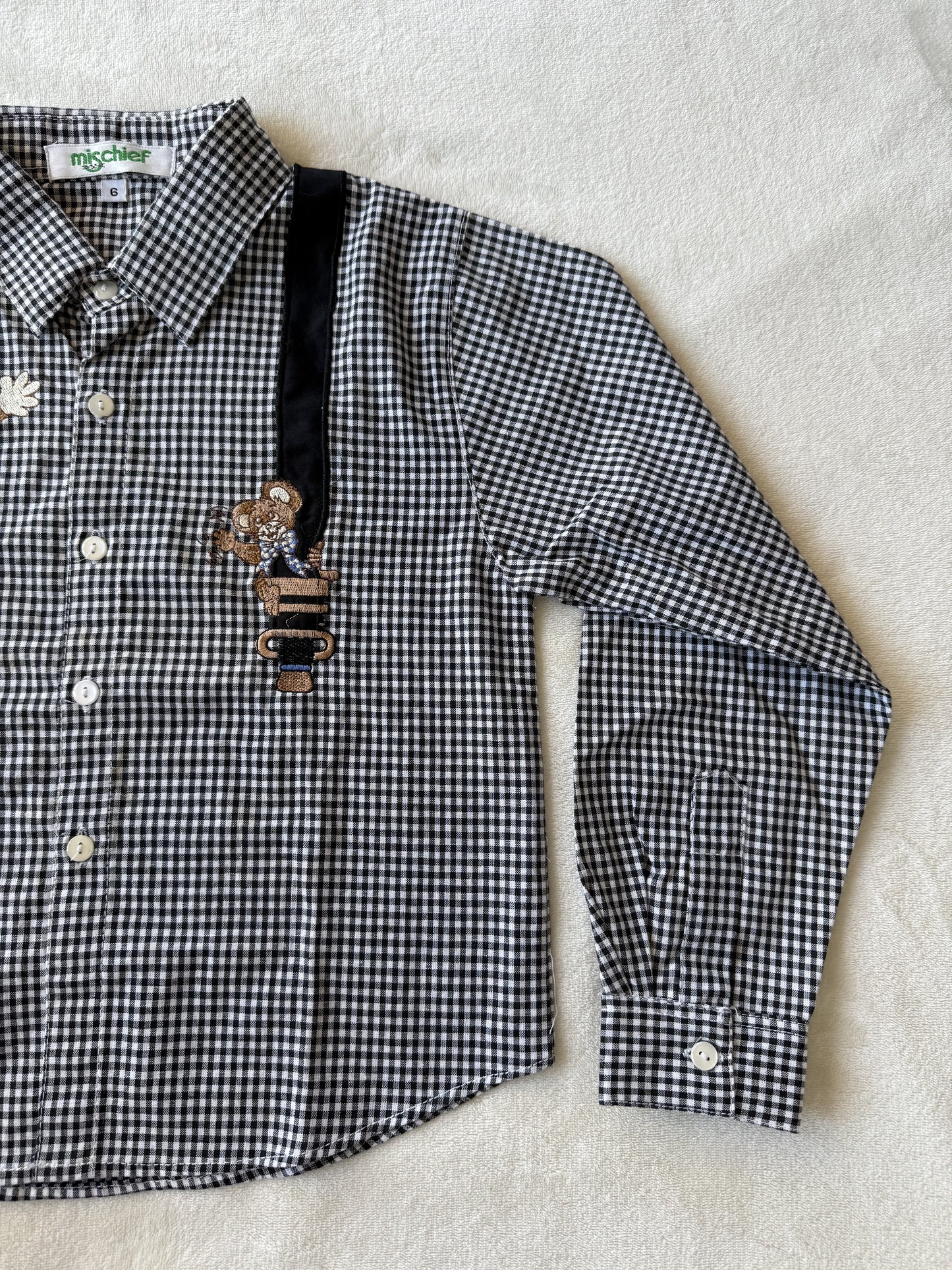 Chemise vichy avec broderies Mischief T.10-12 ans