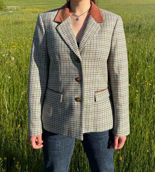 Veste motif pied de poule col en velours Solfin Tradition T.M