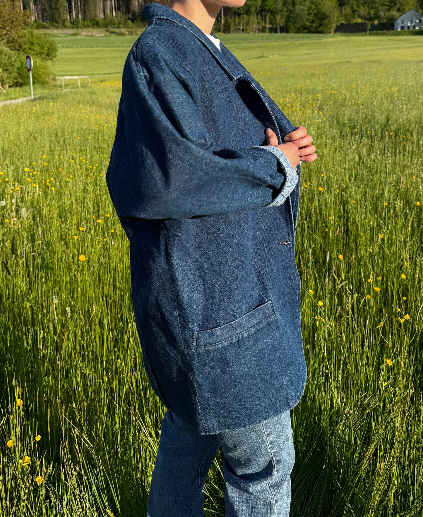 Veste en jeans vintage large avec doublure à motifs di Roberto T.M