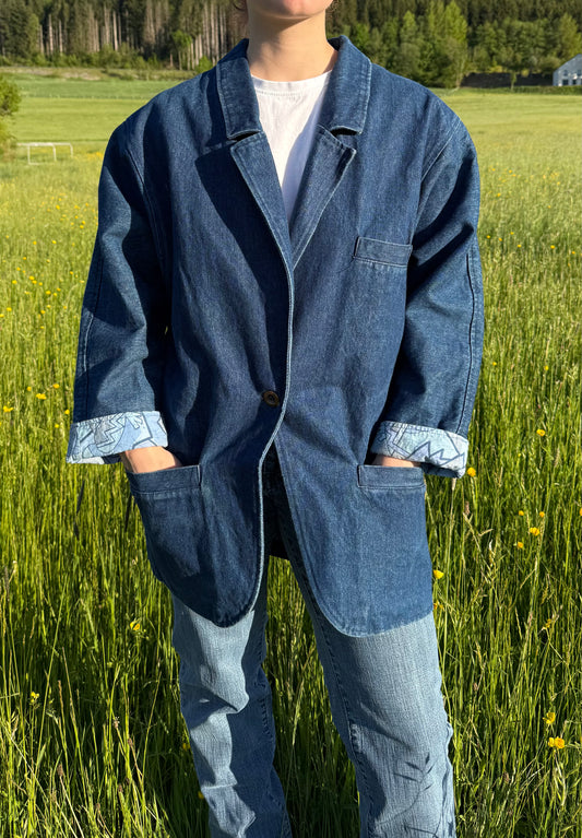 Veste en jeans vintage large avec doublure à motifs di Roberto T.M
