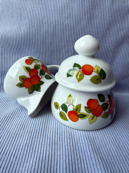 Duo de pots motifs oranges en porcelaine Bavaria Wunsiedel
