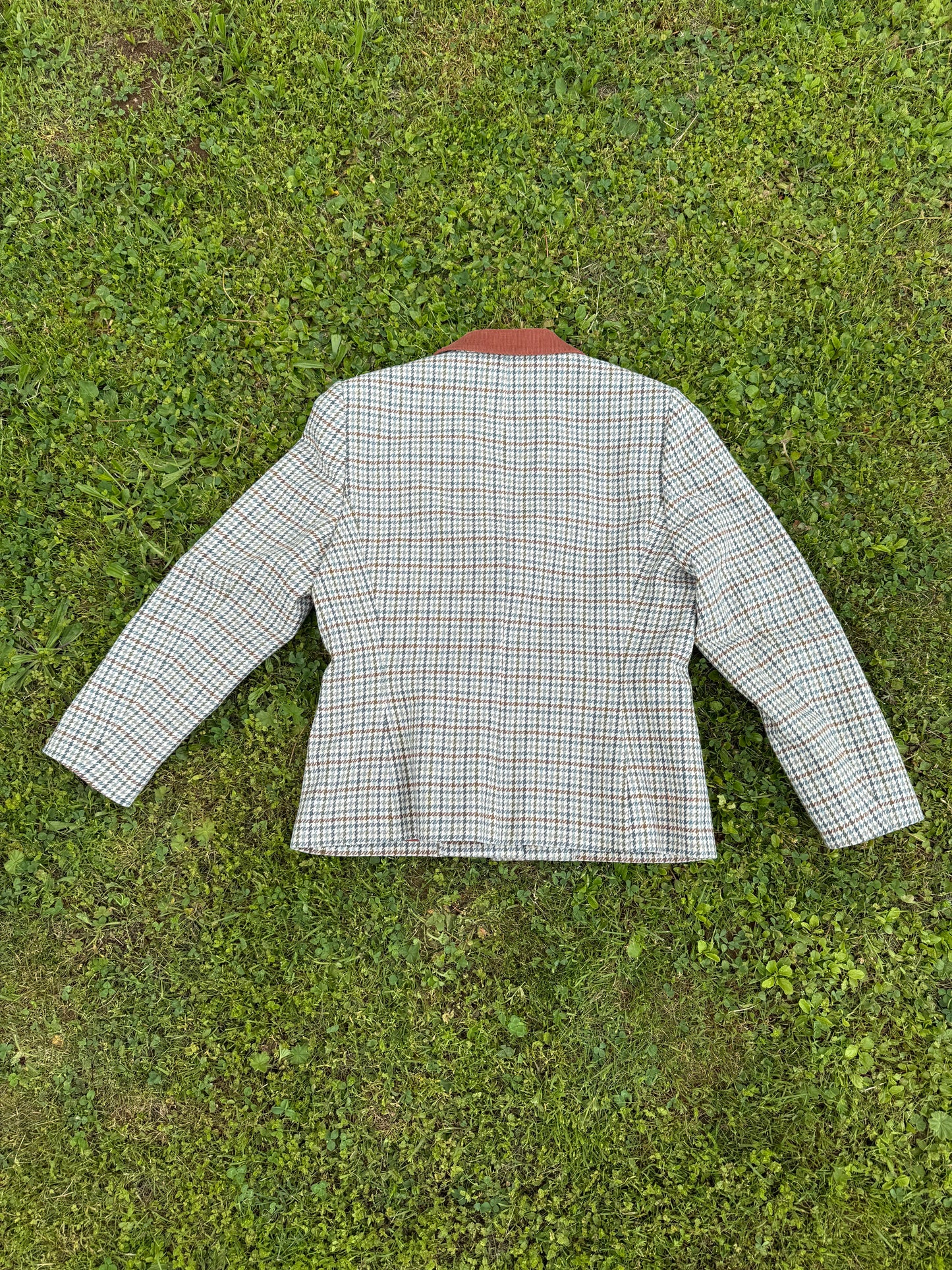 Veste motif pied de poule col en velours Solfin Tradition T.M