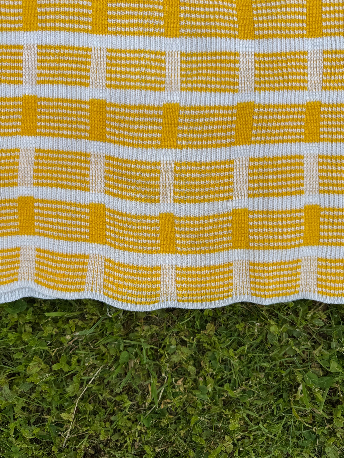 Débardeur à motifs jaune & blanc vintage T.S-M