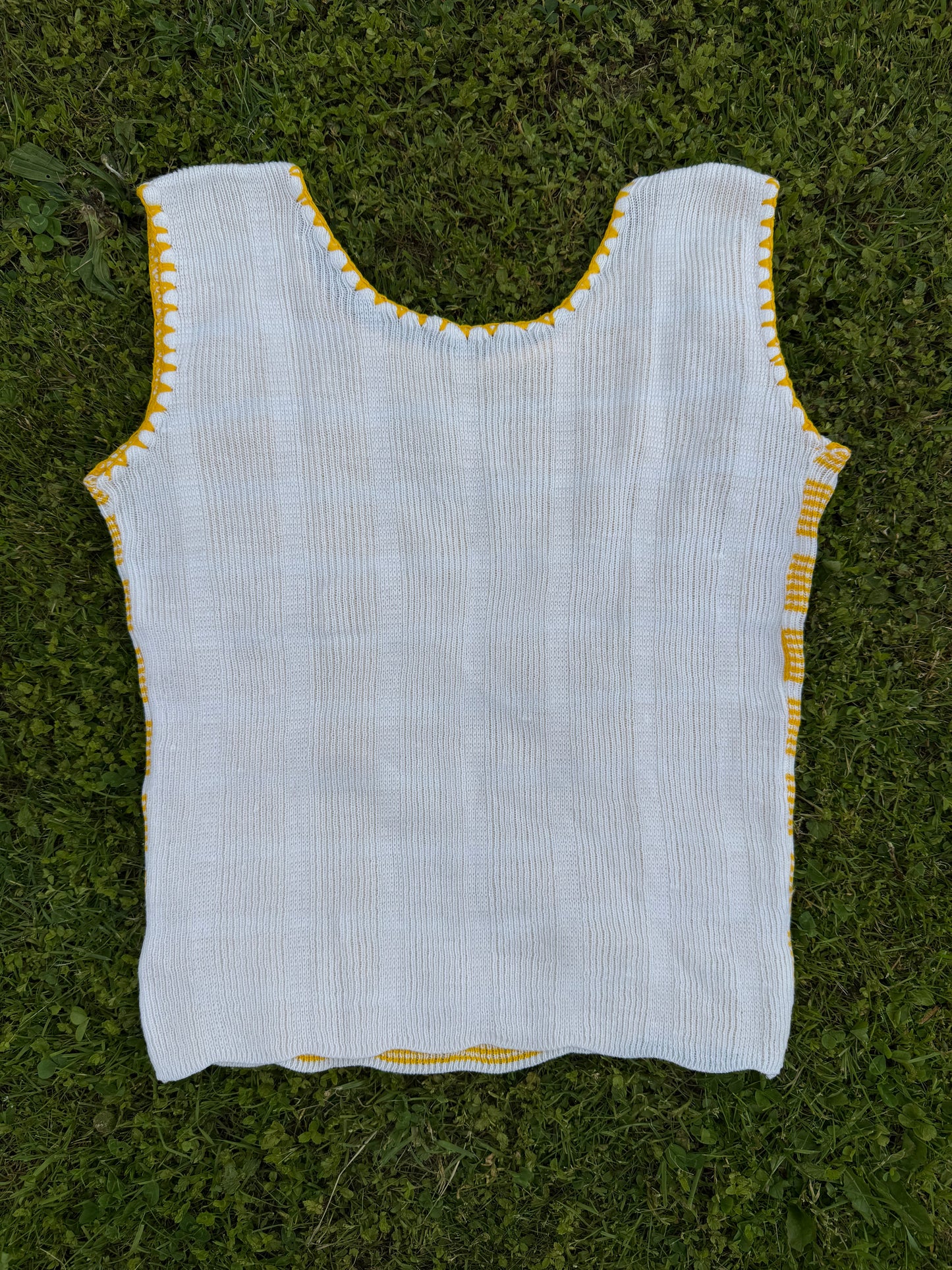 Débardeur à motifs jaune & blanc vintage T.S-M