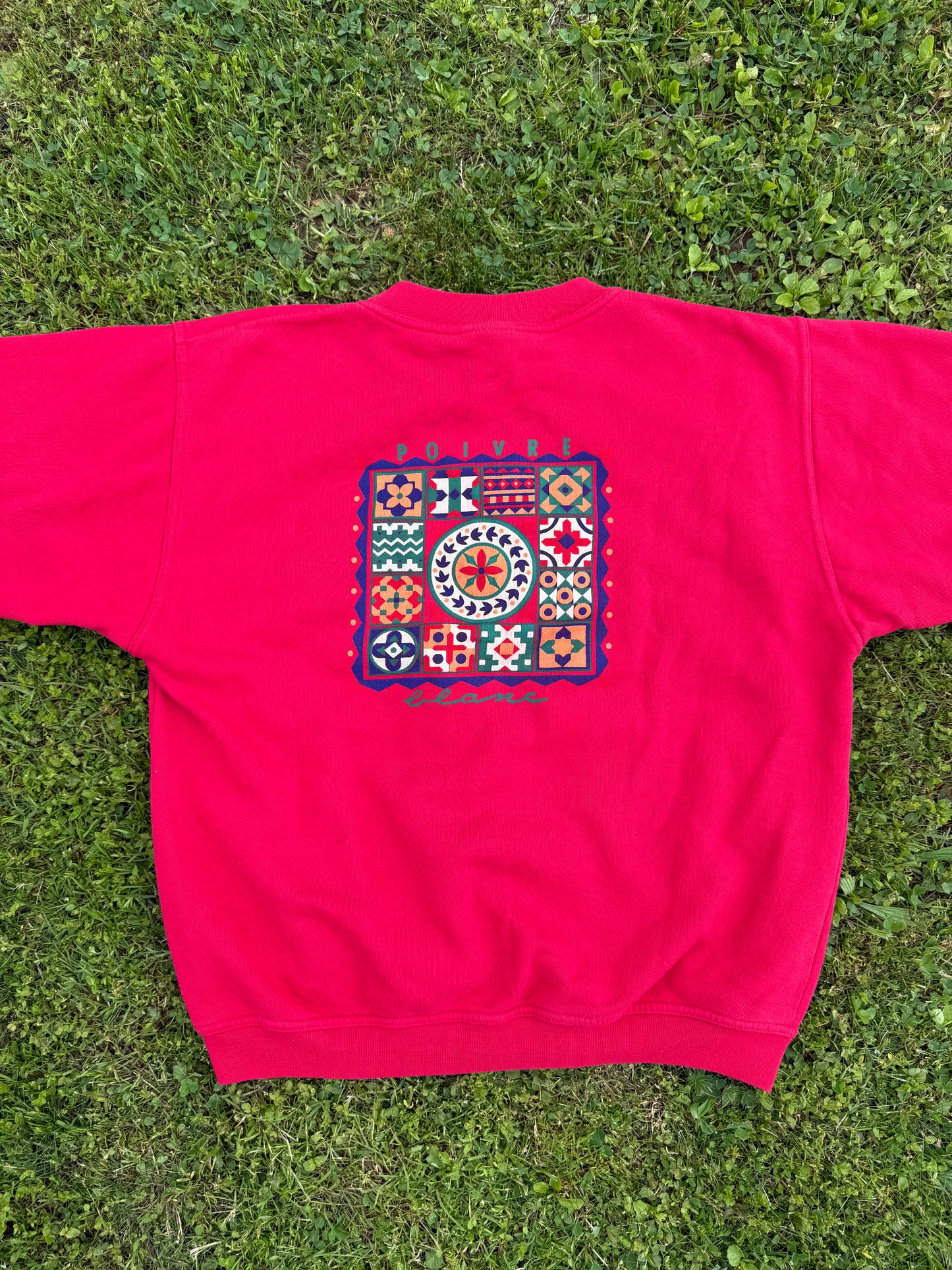 Pull Poivre Blanc vintage avec gros motif dans le dos T.S