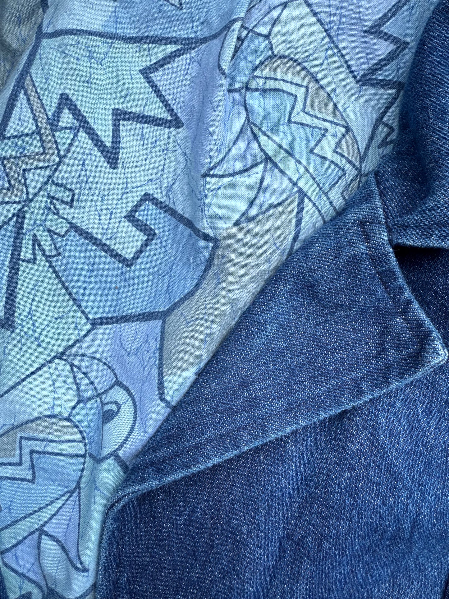 Veste en jeans vintage large avec doublure à motifs di Roberto T.M
