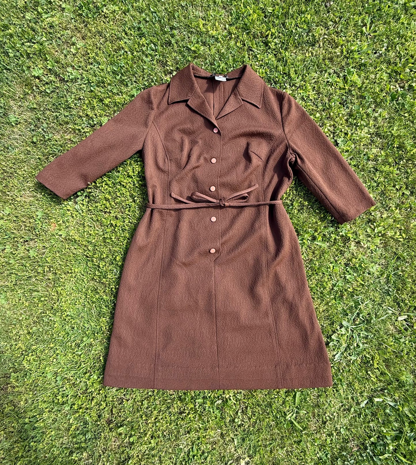 Robe longue marron vintage Trevira T.S-M-L